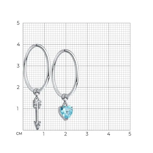 Cercei Creole din argint cu Cubic Zirconia Incolor, Cubic Zirconia Albastru
