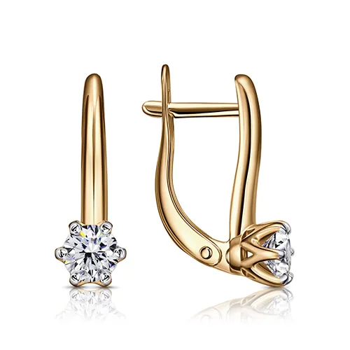Cercei din aur roșu cu Cubic Zirconia Incolor