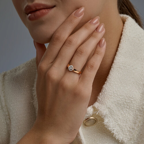 Inel din aur alb și roșu cu pietre Diamant