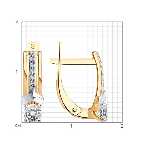 Cercei din aur roșu cu pietre Cubic Zirconia Incolor