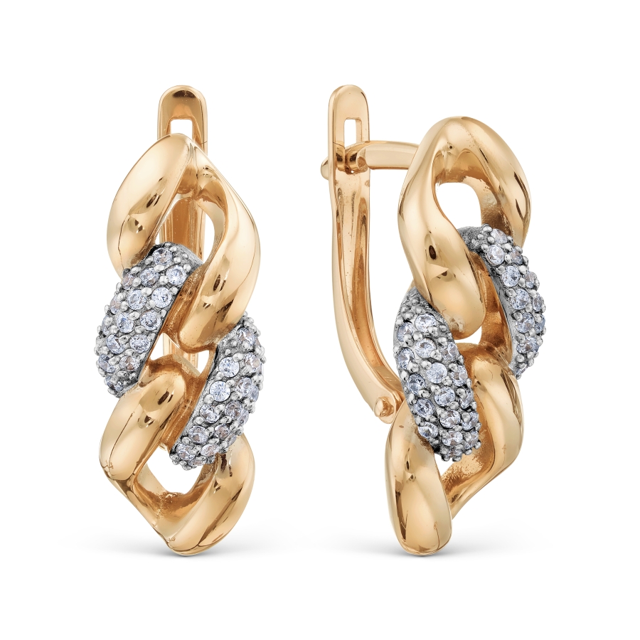 Cercei din aur roșu cu pietre Cubic Zirconia Incolor