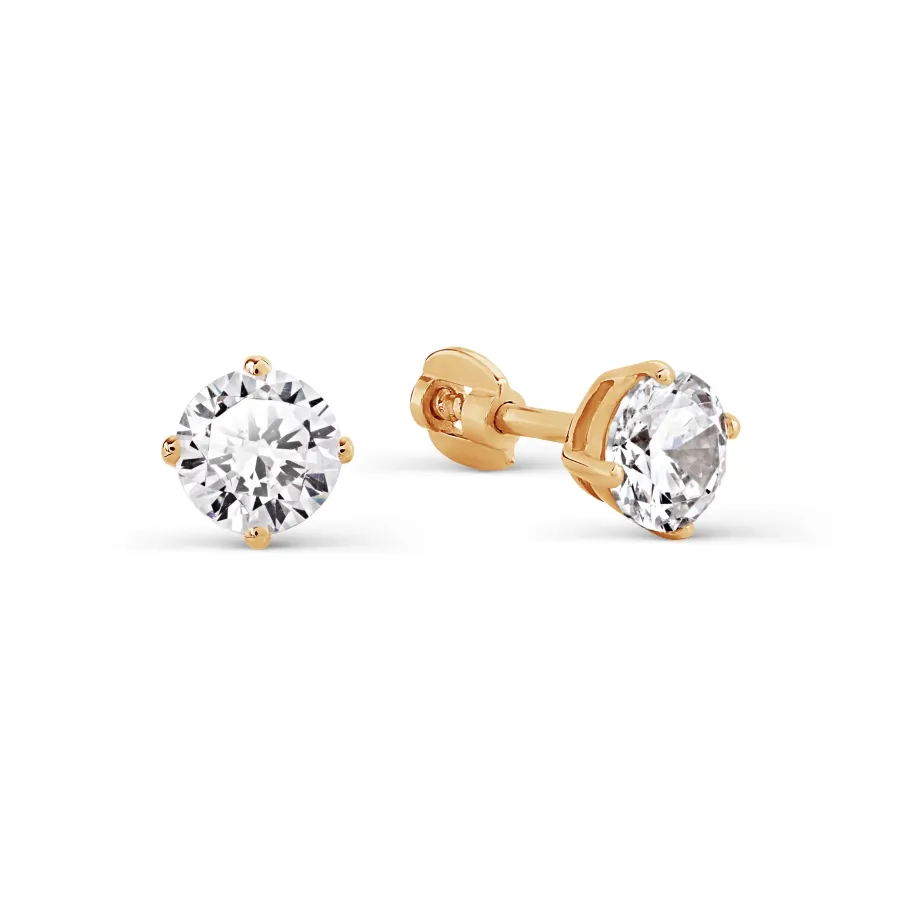 Cercei Pusete din aur roșu cu Cubic Zirconia Incolor