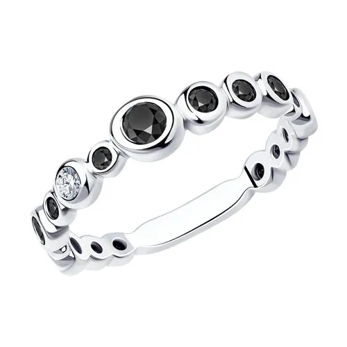 Inel din argint cu Cubic Zirconia Incolor, Cubic Zirconia Negru