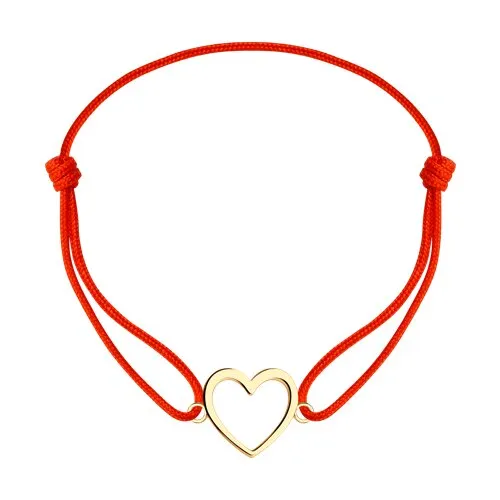 Браслет Love из красного золота с камнями Текстиль