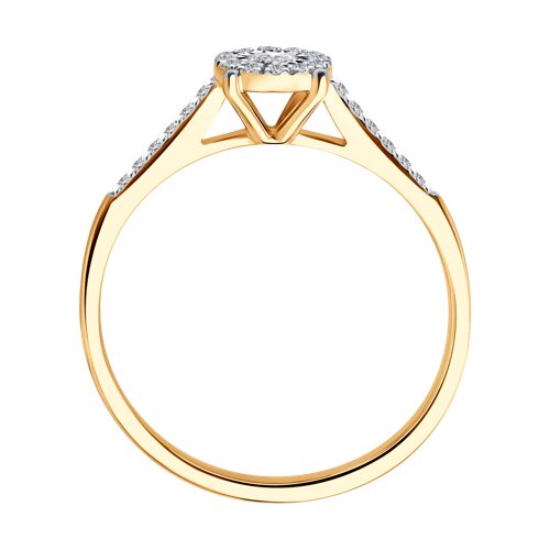 Кольцо из белого и красного золота с камнями Бриллиант