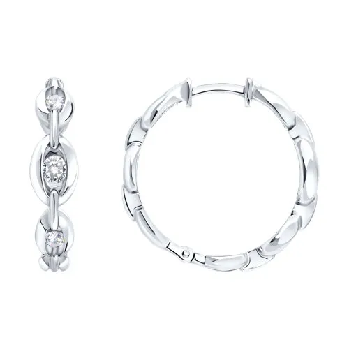 Cercei Creole din argint cu Cubic Zirconia Incolor