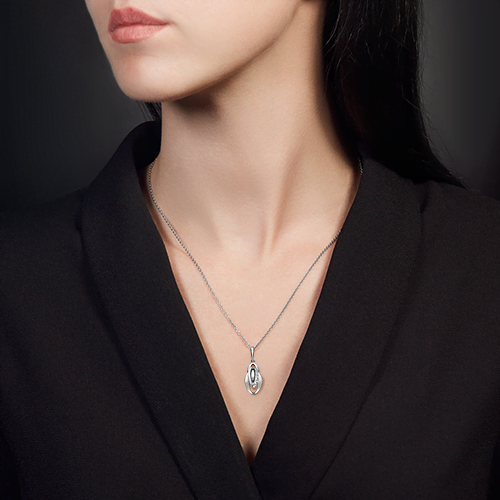 Pandantiv din aur alb cu pietre Cubic Zirconia Incolor