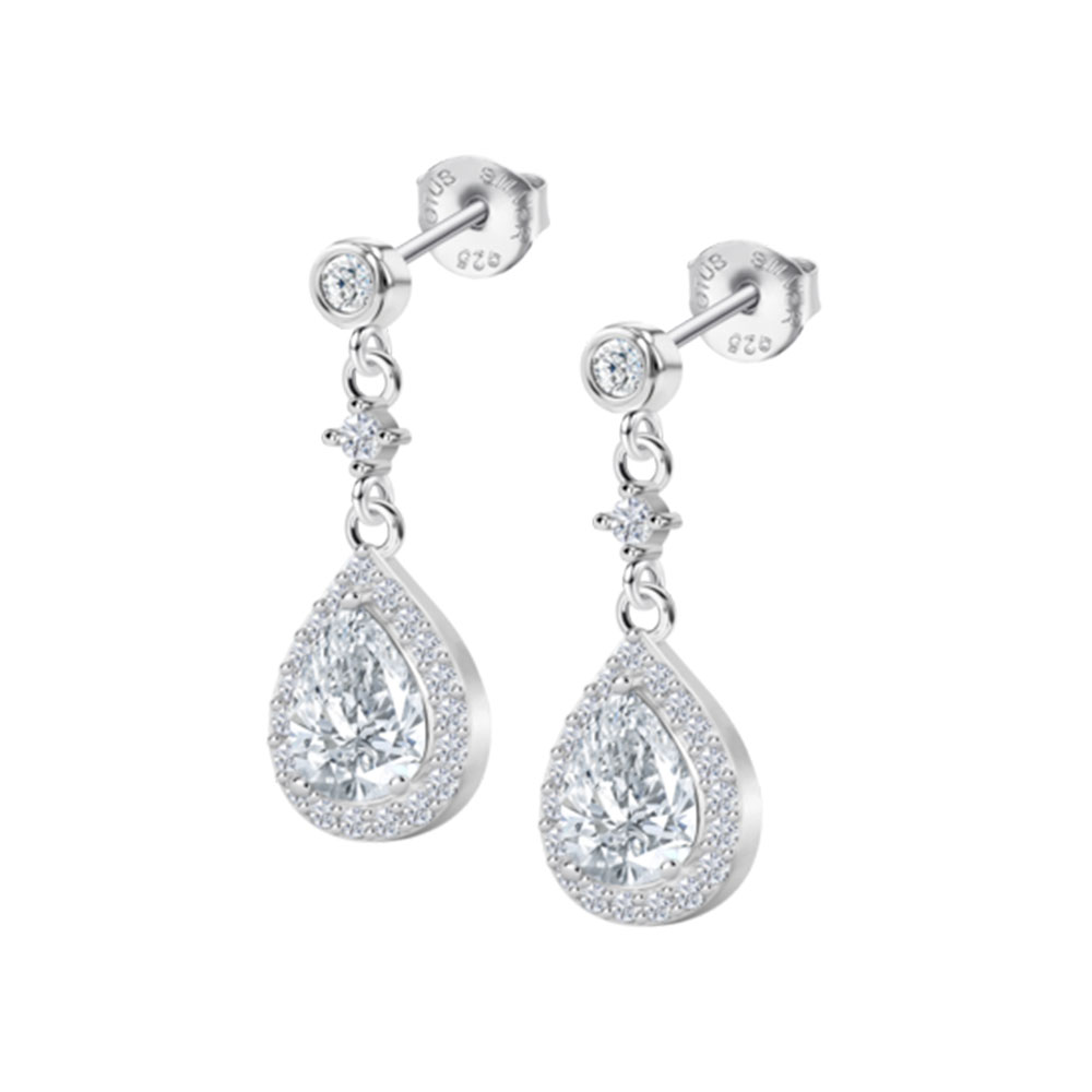 Cercei Pusete din argint  cu pietre Cubic Zirconia Incolor