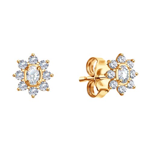 Cercei Pusete din aur roșu cu pietre Cubic Zirconia Incolor
