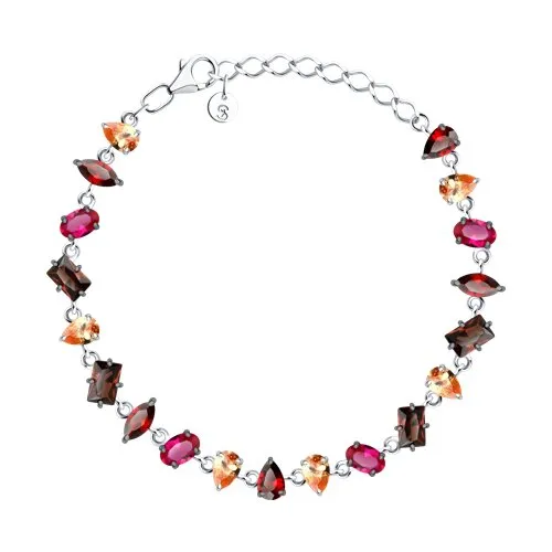 Brățară din argint cu Cubic Zirconia Colorat, Corindon (rubin)