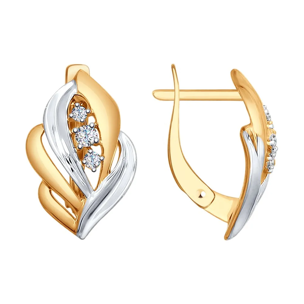 Cercei din aur roșu cu Cubic Zirconia Incolor