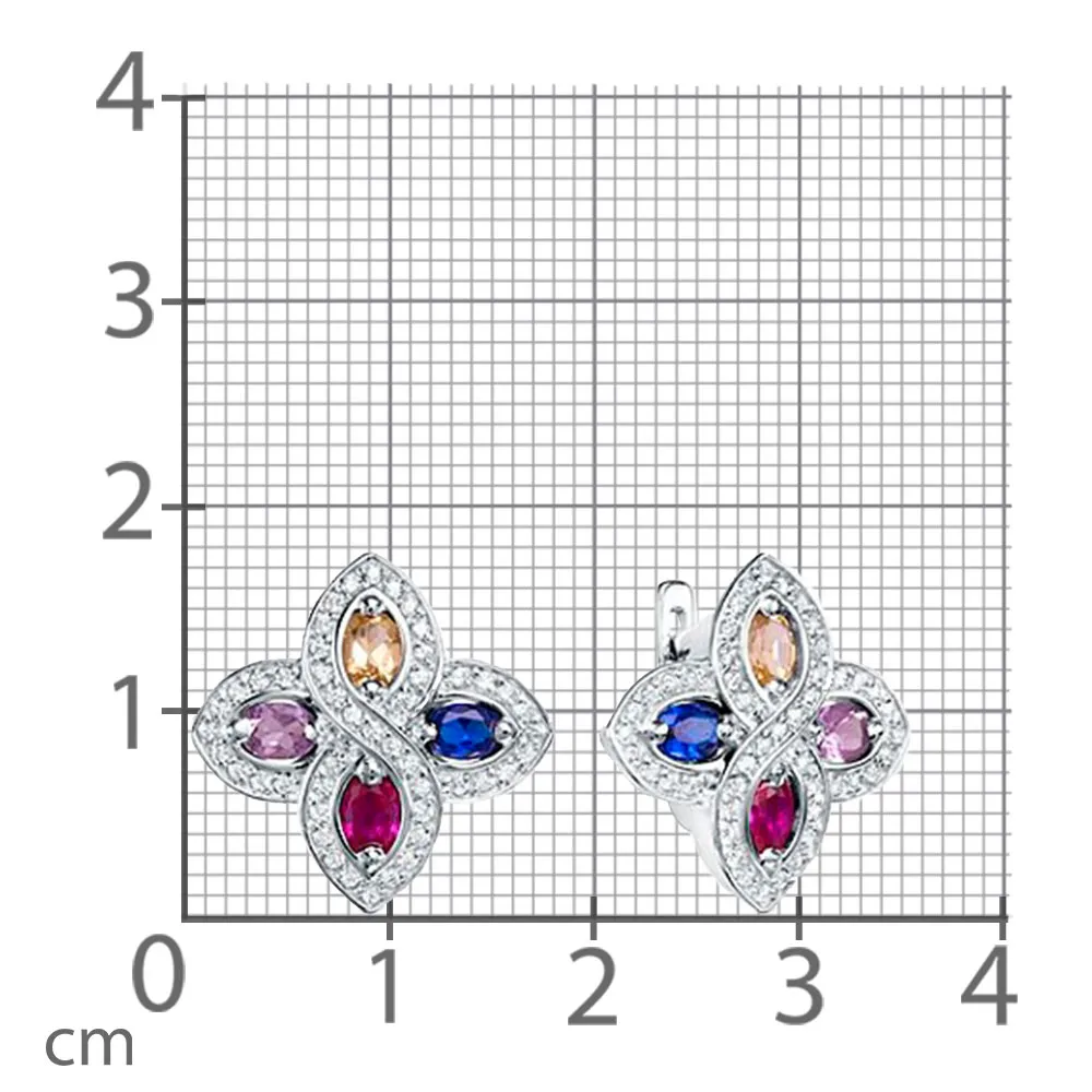 Cercei din argint cu Cubic Zirconia Incolor, Sticla de Bijuterie și Sticla de Bijuterie