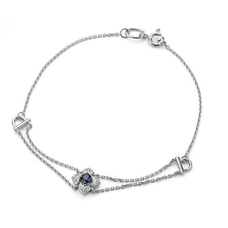 Brățară din aur alb cu pietre Diamant, Safir