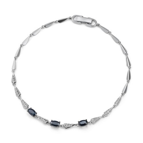Brățară din aur alb cu pietre Diamant, Safir