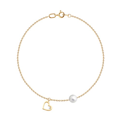 Brățară Love din aur roșu cu pietre Diamant, Perla Albă