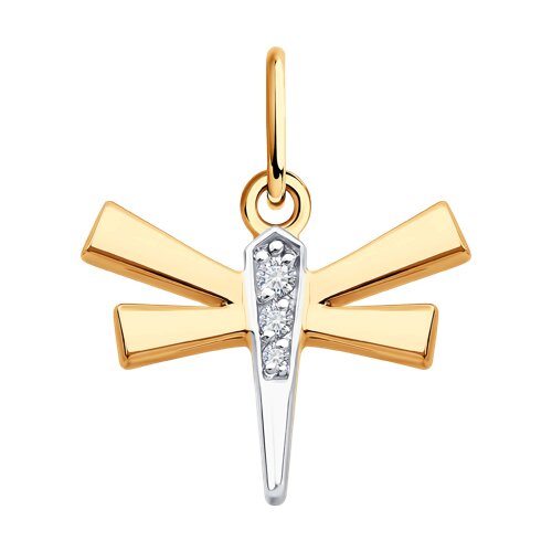 Pandantiv din aur roșu cu pietre Cubic Zirconia Incolor