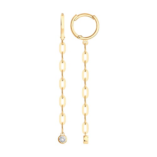 Cercei Creole din aur roșu cu pietre Cubic Zirconia Incolor