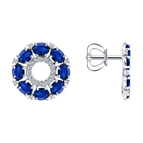 Cercei Pusete din aur alb cu Diamant, Safir