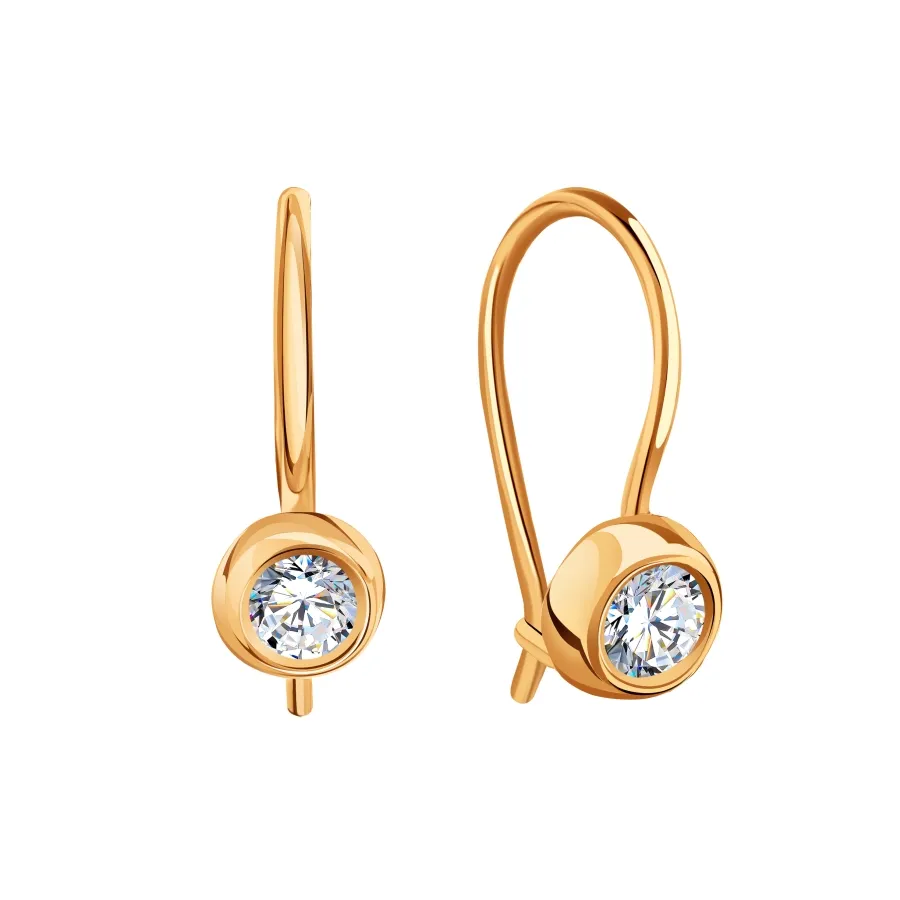 Cercei p-u copii din aur roșu cu Cubic Zirconia Incolor