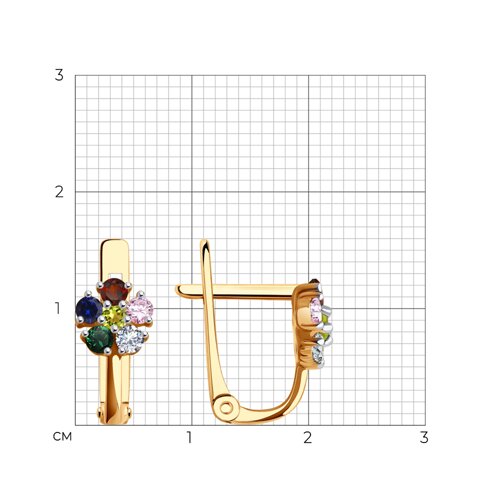 Cercei p-u copii din aur roșu cu pietre Cubic Zirconia Colorat