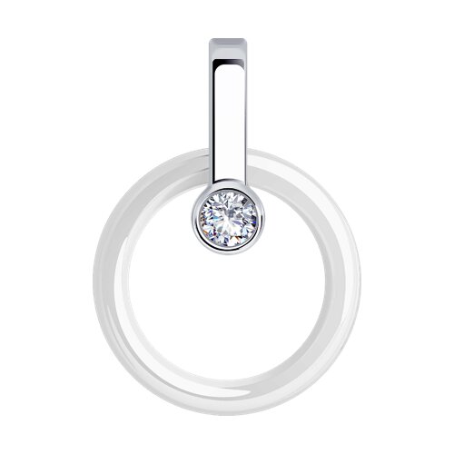 Pandantiv din argint  cu pietre Cubic Zirconia Incolor, Ceramica albă