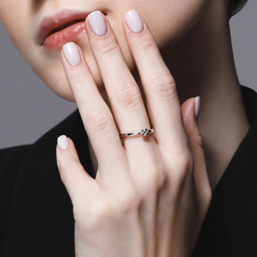 Inel din aur alb cu pietre Diamant