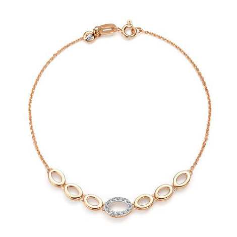 Браслет из красного золота с камнями Бриллиант