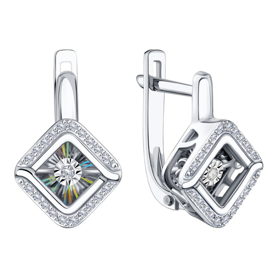 Cercei din aur alb cu pietre Diamant