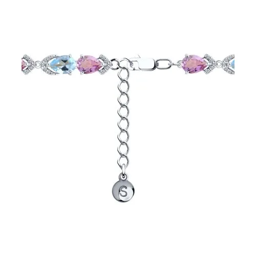 Brățară din argint cu Cubic Zirconia Incolor, Ametist și Topaz albastru