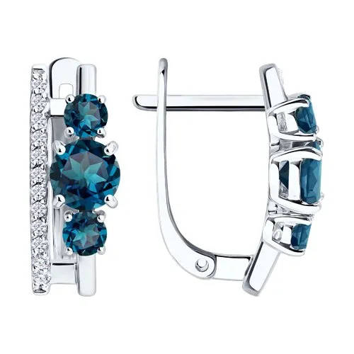Cercei din aur alb cu Cubic Zirconia Incolor, Topaz London