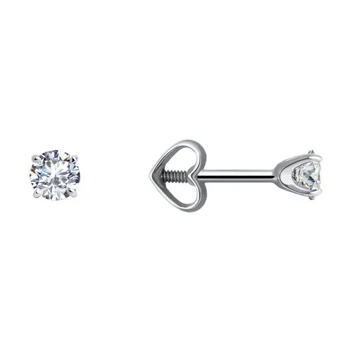 Cercei Pusete din aur alb cu Cubic Zirconia Incolor