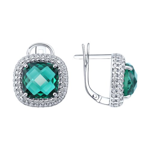 Cercei din argint  cu pietre Cubic Zirconia Incolor, Cuart Verde (sint.)
