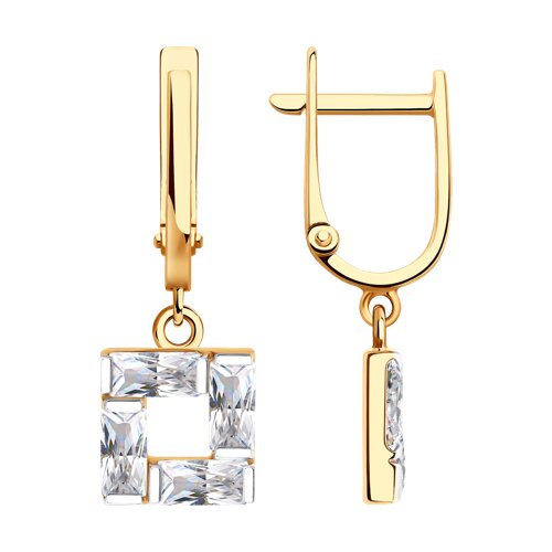 Cercei din aur roșu cu pietre Cubic Zirconia Incolor