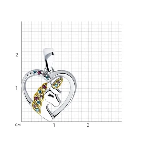 Pandantiv din argint cu Cubic Zirconia Liliachiu, Cubic Zirconia Roz și Cubic Zirconia Verde