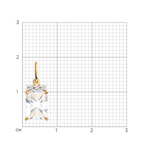 Pandantiv din aur roșu cu pietre Cubic Zirconia Incolor, Cristal de munte