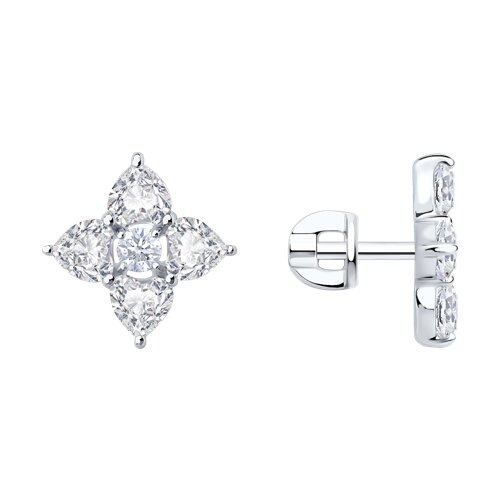 Cercei Pusete din argint  cu pietre Cubic Zirconia Incolor