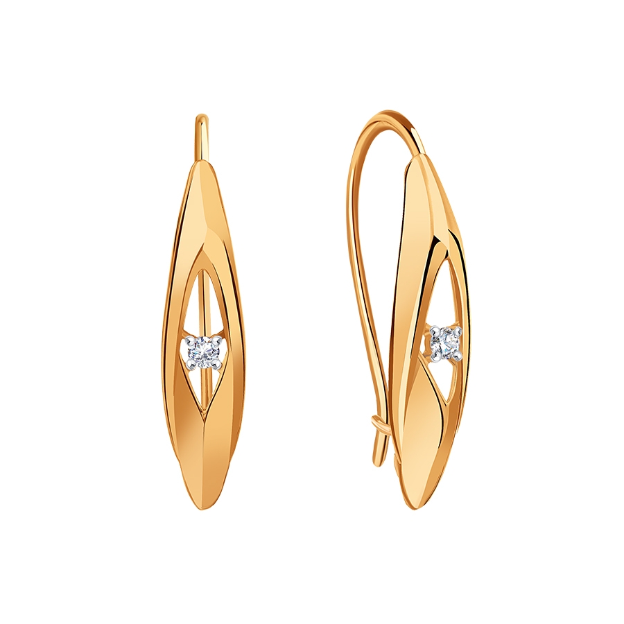 Cercei din aur roșu cu pietre Cubic Zirconia Incolor