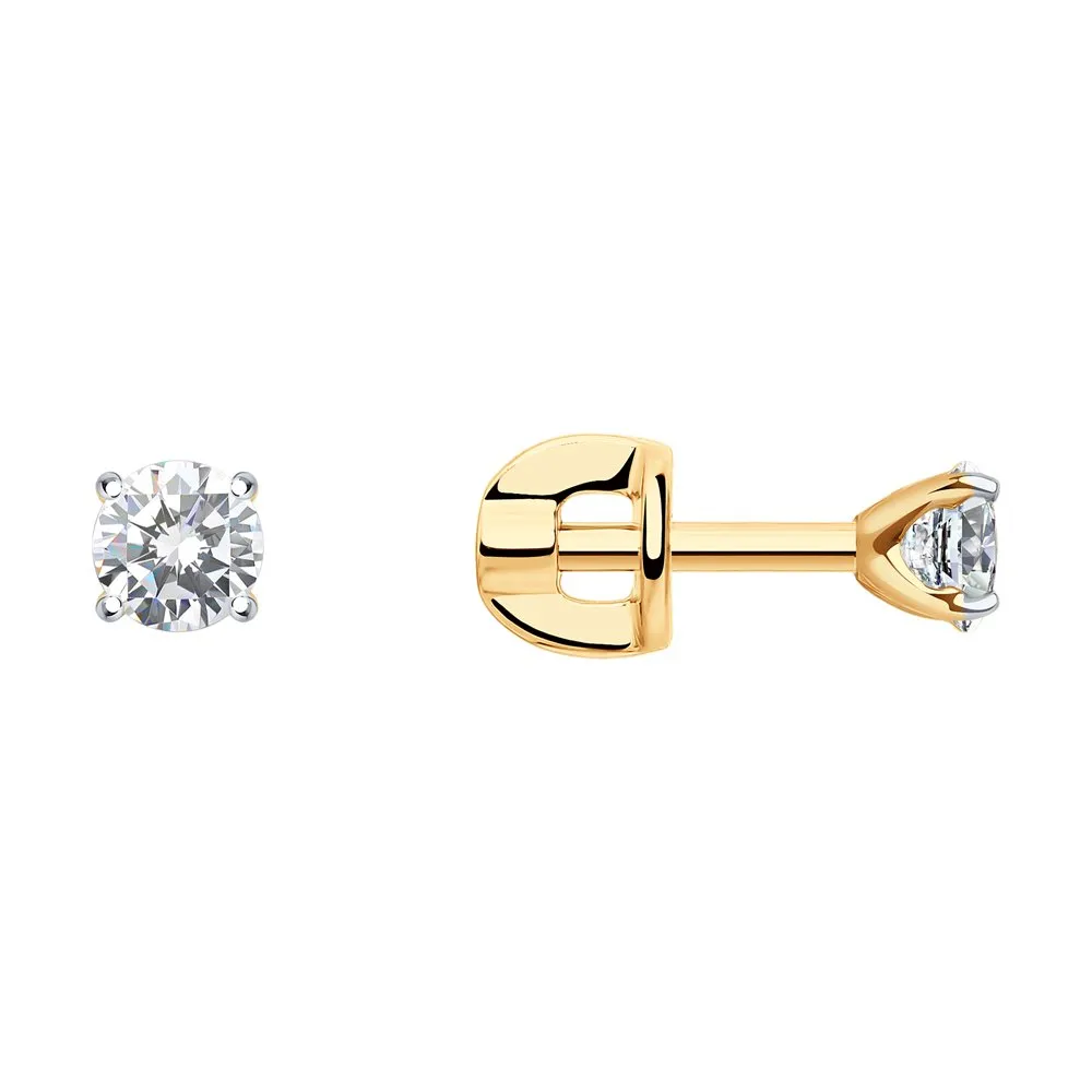 Cercei Pusete din aur roșu cu Cubic Zirconia Incolor