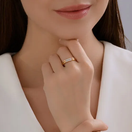 Inel din aur roșu cu Cubic Zirconia Incolor
