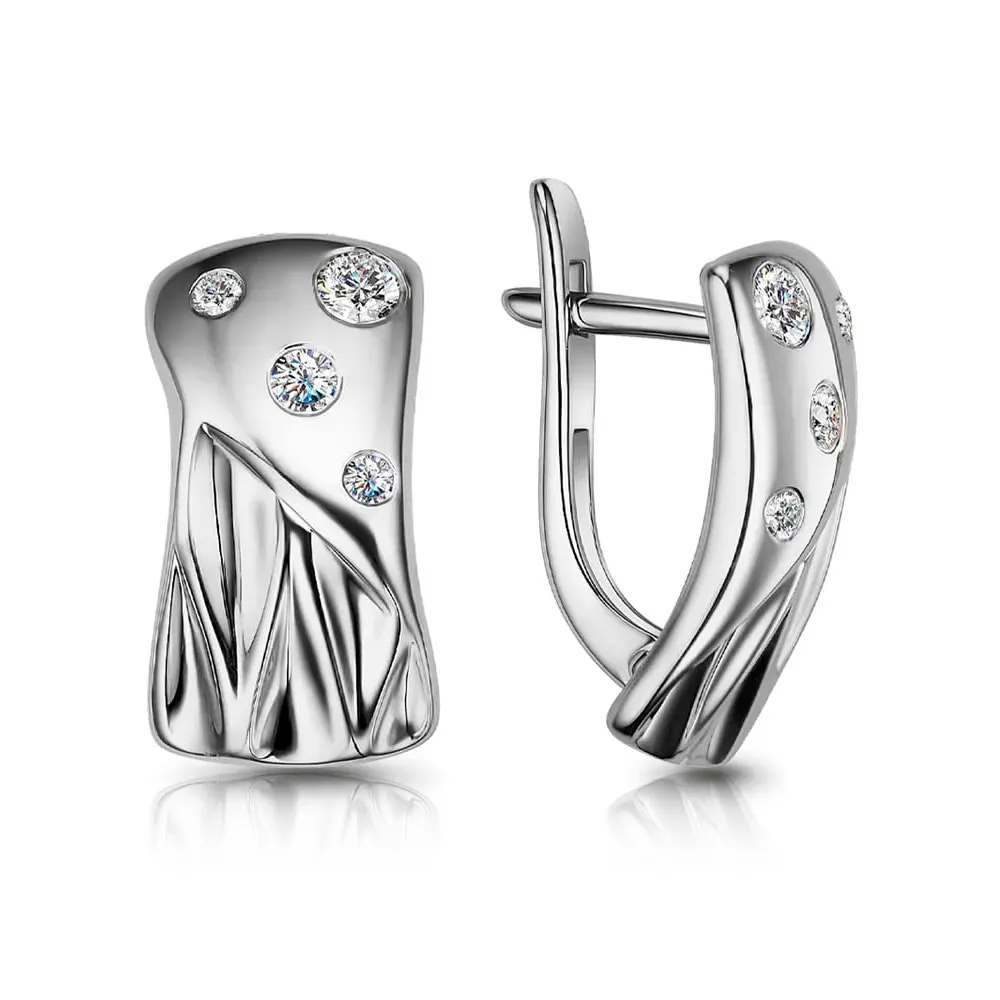 Cercei din aur alb cu Cubic Zirconia Incolor