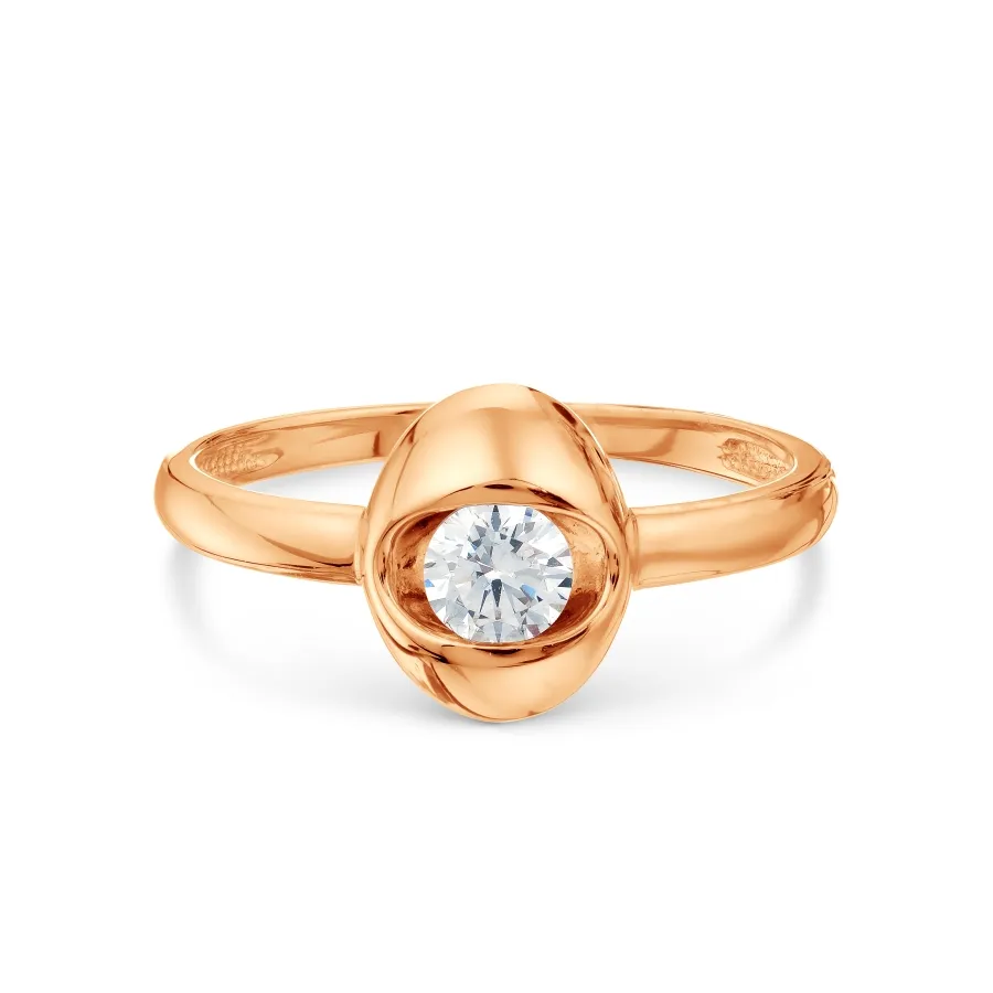 Inel din aur roșu cu Cubic Zirconia Incolor