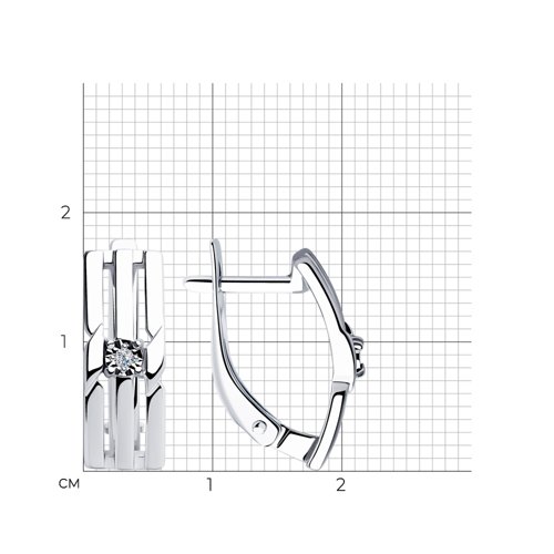 Серьги из серебра с камнями Бриллиант