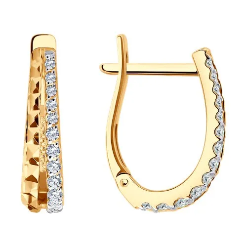 Cercei din aur roșu cu Cubic Zirconia Incolor