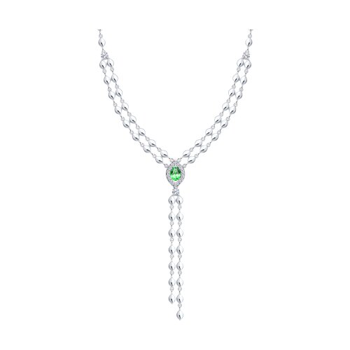 Colier din argint  cu pietre Cubic Zirconia Incolor, Cubic Zirconia Verde