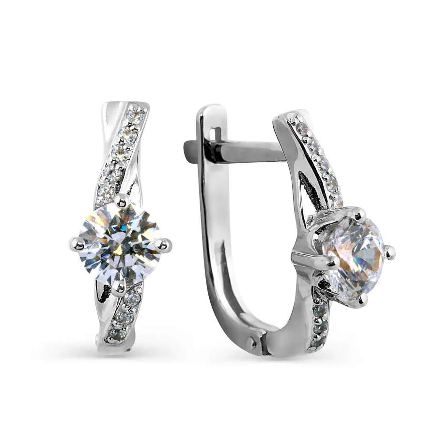 Cercei din aur alb cu Cubic Zirconia Incolor
