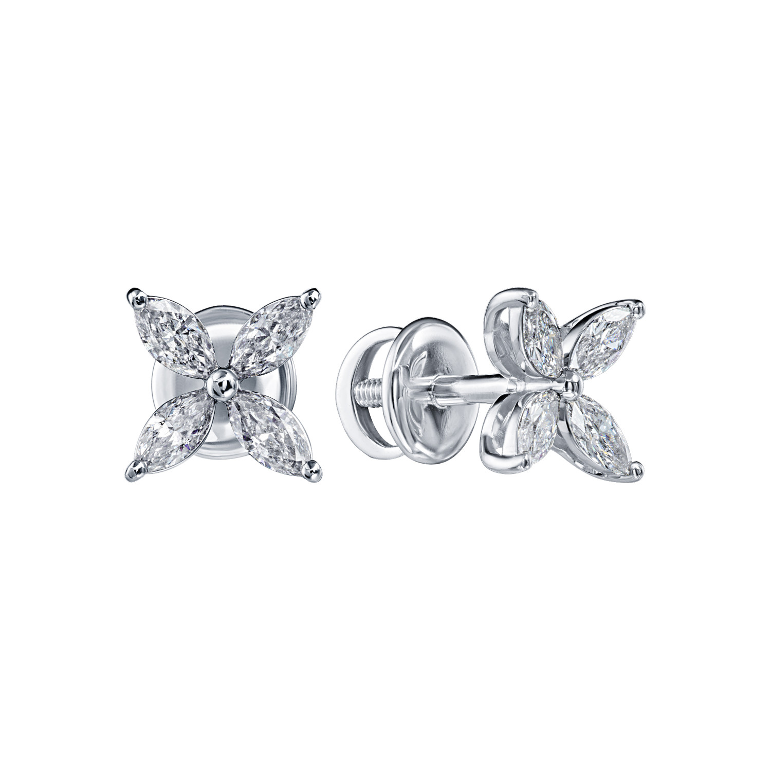 Cercei Pusete din aur alb cu pietre Diamant