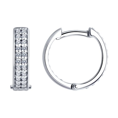 Серьги Конго из серебра с камнями Фианит