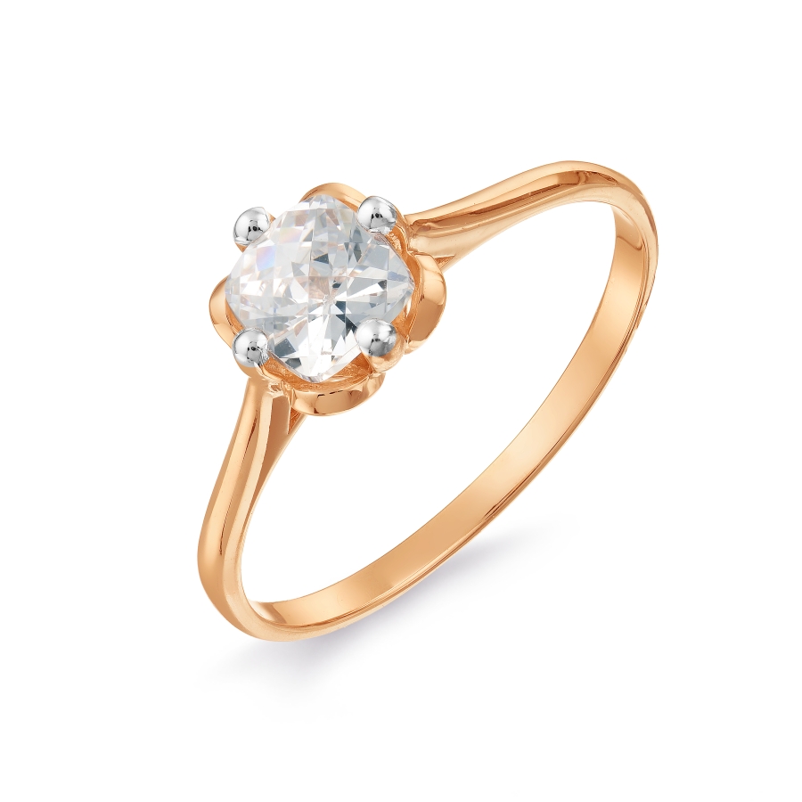 Кольцо из красного золота с камнями Swarovski