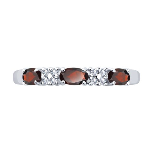 Inel din argint  cu pietre Cubic Zirconia Incolor, Granat