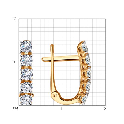 Cercei din aur roșu cu pietre Cubic Zirconia Incolor
